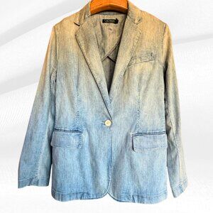 Lauren Ralph Lauren Chambray Cotton Blazer Light Blue Size 10